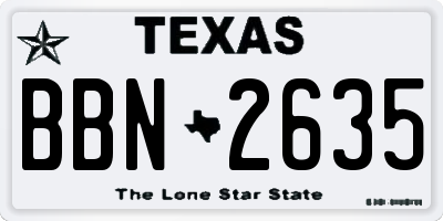 TX license plate BBN2635