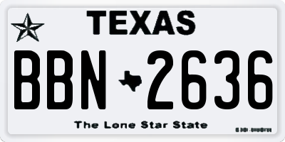 TX license plate BBN2636