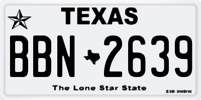 TX license plate BBN2639