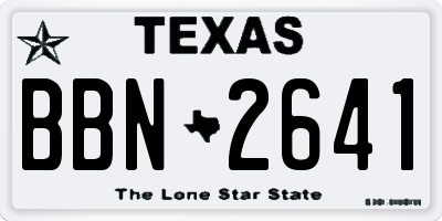 TX license plate BBN2641