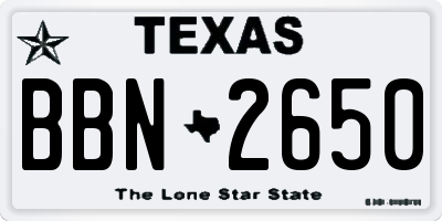 TX license plate BBN2650