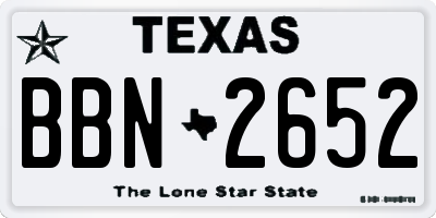 TX license plate BBN2652