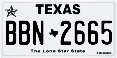 TX license plate BBN2665