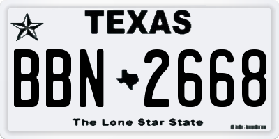 TX license plate BBN2668
