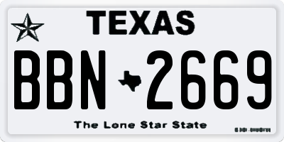 TX license plate BBN2669
