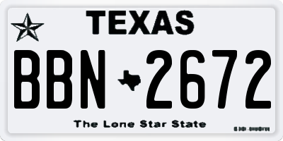 TX license plate BBN2672