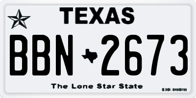 TX license plate BBN2673