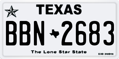 TX license plate BBN2683
