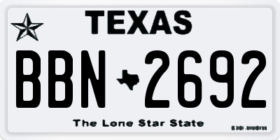 TX license plate BBN2692