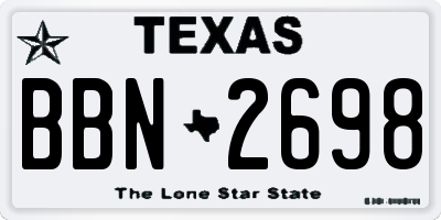 TX license plate BBN2698