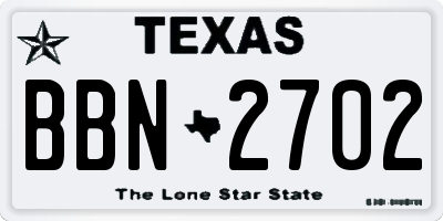TX license plate BBN2702