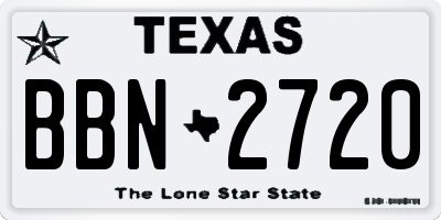 TX license plate BBN2720