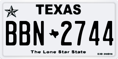 TX license plate BBN2744