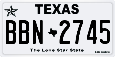 TX license plate BBN2745