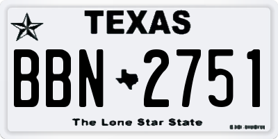 TX license plate BBN2751