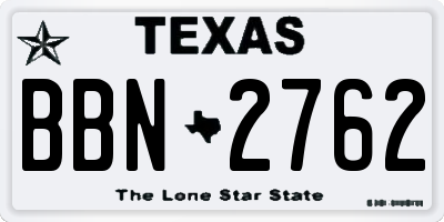 TX license plate BBN2762