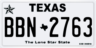 TX license plate BBN2763