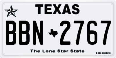 TX license plate BBN2767