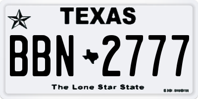 TX license plate BBN2777