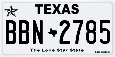 TX license plate BBN2785