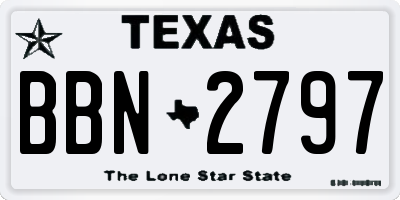 TX license plate BBN2797