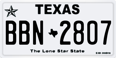 TX license plate BBN2807