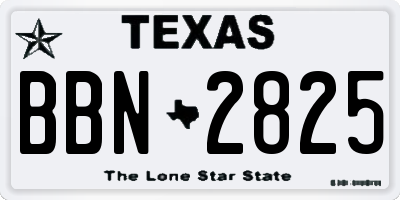 TX license plate BBN2825