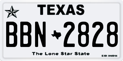 TX license plate BBN2828