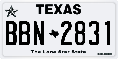 TX license plate BBN2831