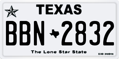 TX license plate BBN2832