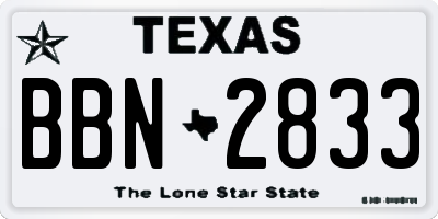 TX license plate BBN2833