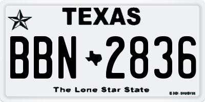 TX license plate BBN2836