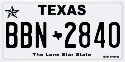 TX license plate BBN2840