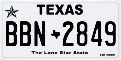 TX license plate BBN2849
