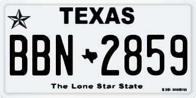 TX license plate BBN2859