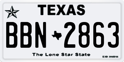 TX license plate BBN2863