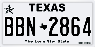 TX license plate BBN2864