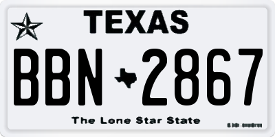 TX license plate BBN2867