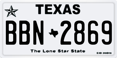 TX license plate BBN2869