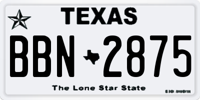TX license plate BBN2875