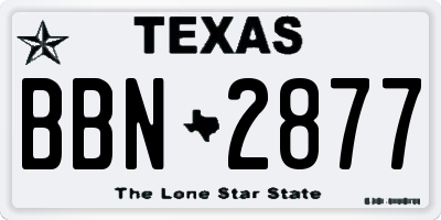 TX license plate BBN2877