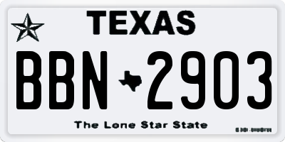 TX license plate BBN2903
