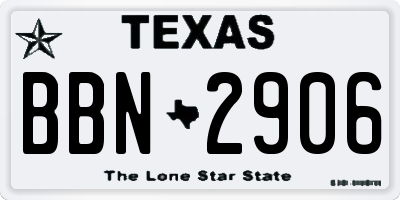 TX license plate BBN2906