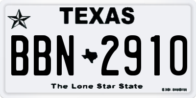 TX license plate BBN2910