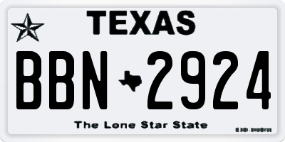 TX license plate BBN2924