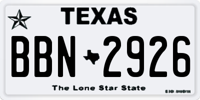TX license plate BBN2926