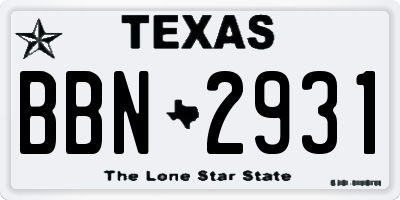 TX license plate BBN2931