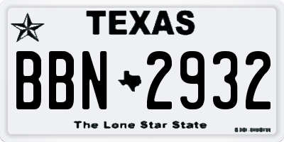 TX license plate BBN2932