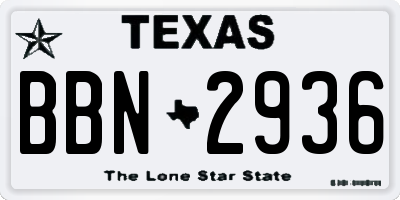 TX license plate BBN2936