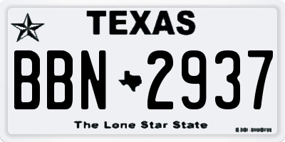 TX license plate BBN2937